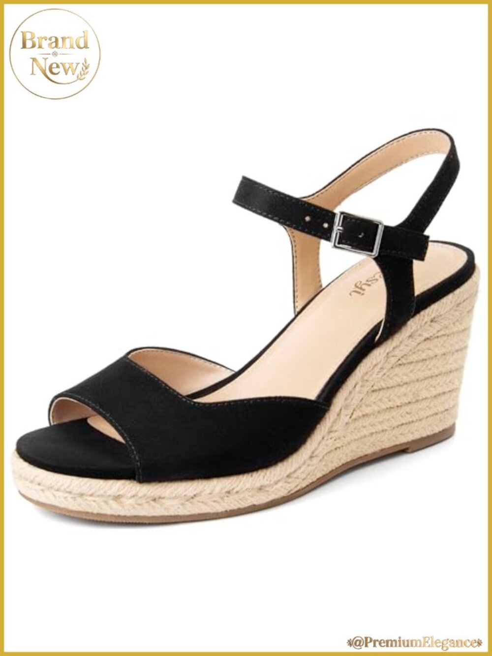 Women's Wedge Platform Sandals Faux Leather Braided Espadrille Ankle Strap Open